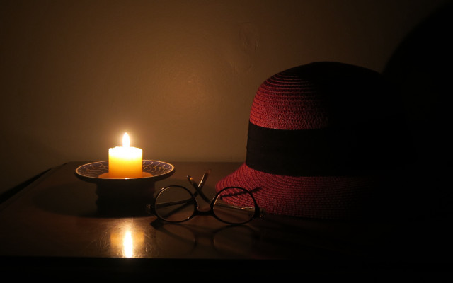 Hat glasses candle stilllife dark free wallpaper for desktop - medium preview image