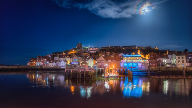 Castle hill city night rainbow free wallpaper for desktop - medium preview image