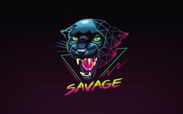 Blackpanther savage neonbackground glowingsynthwave vegacat free wallpaper for desktop - medium preview image