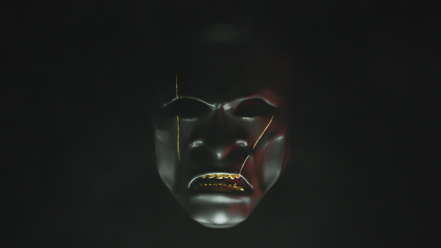 Creepy mask yellow light digital free wallpaper for desktop - medium preview image