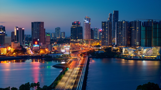 City skyline river bridge night #7 free wallpaper for desktop - medium preview image