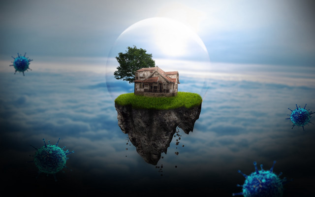 House island blue coronas tree free wallpaper for desktop - medium preview image