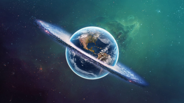 Large object flying over planet free wallpaper for desktop - medium preview image