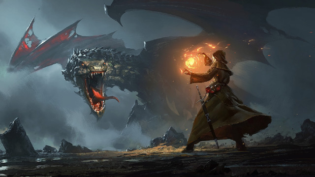 Glowing ball dragon demon fantasy free wallpaper for desktop - medium preview image