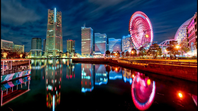 Ferris wheel night cityscape tokyo #2 free wallpaper for desktop - medium preview image