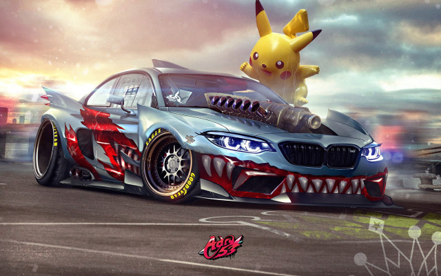 Pokemon car city shock graphics free wallpaper for desktop - medium preview image