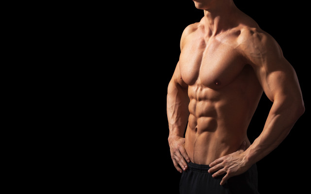 Muscular man topless venous posing free wallpaper for desktop - medium preview image