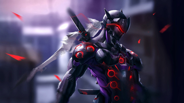Futuristic woman sword armor cyberpunk free wallpaper for desktop - medium preview image