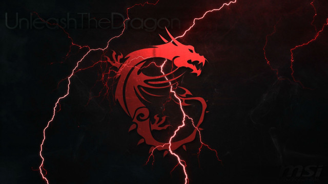 Red dragon black background lightning free wallpaper for desktop - medium preview image