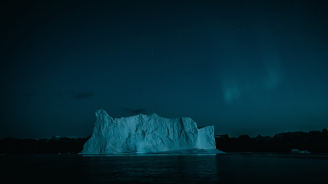 Iceberg night blue light nature free wallpaper for desktop - medium preview image