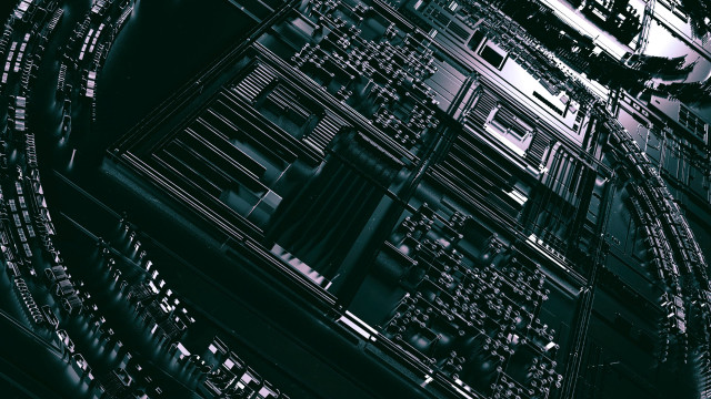 Processor wires clock cityscape ambient free wallpaper for desktop - medium preview image