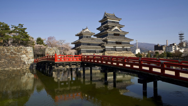 Red bridge japan cityscape shrine free wallpaper for desktop - medium preview image