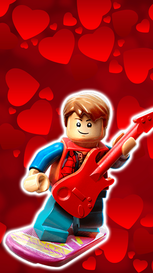 Lego man guitar red background free wallpaper for mobile - medium preview image