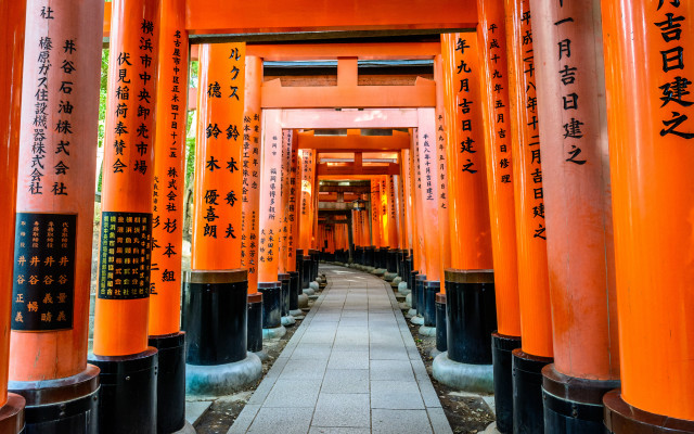 Orange columns asian writing tilt free wallpaper for desktop - medium preview image