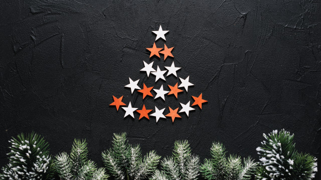 Christmas star tree branches snow free wallpaper for desktop - medium preview image