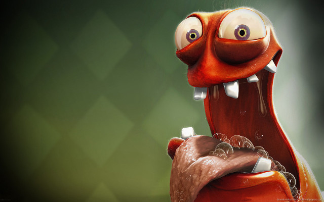 Cartoon character toothbrush water dripping free wallpaper for desktop - medium preview image