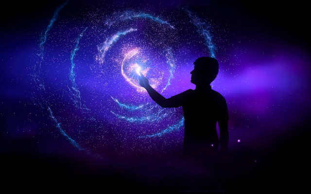 Space man light spiral star free wallpaper for desktop - medium preview image