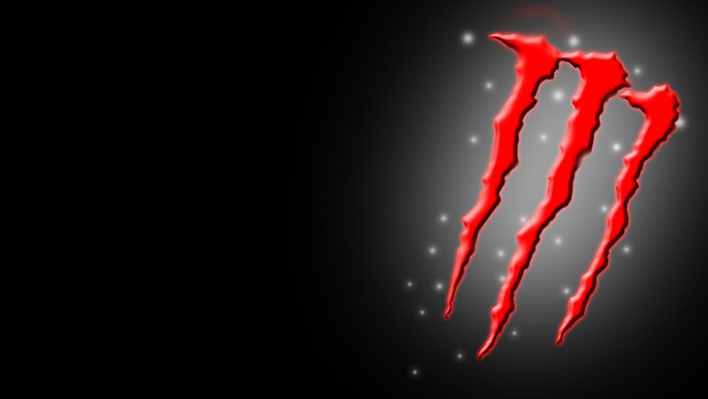 Red monster logo black background free wallpaper for desktop - medium preview image