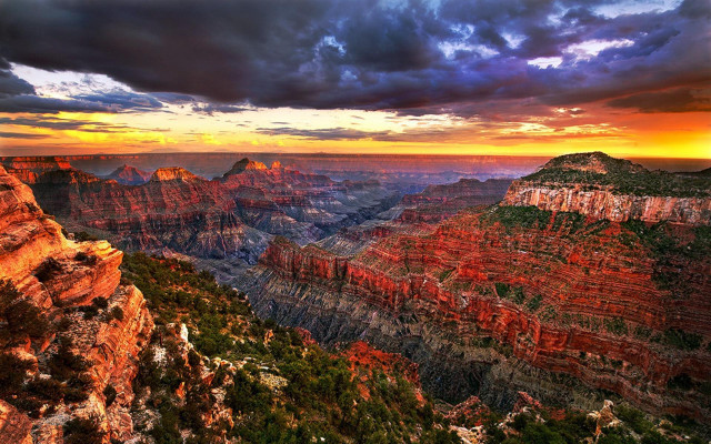 Grand canyon sunset matte painting free wallpaper for desktop - medium preview image
