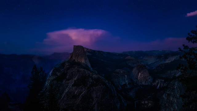 Mountain clouds stars night sky free wallpaper for desktop - medium preview image