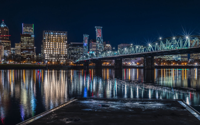 Tokyo cityscape bridge river night free wallpaper for desktop - medium preview image