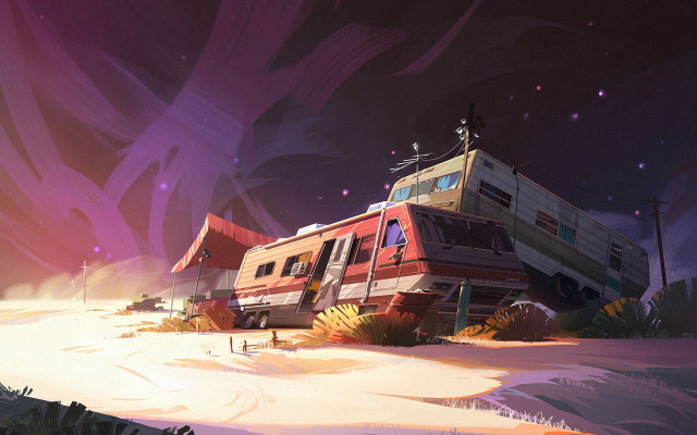 Red white rv snow night free wallpaper for desktop - medium preview image
