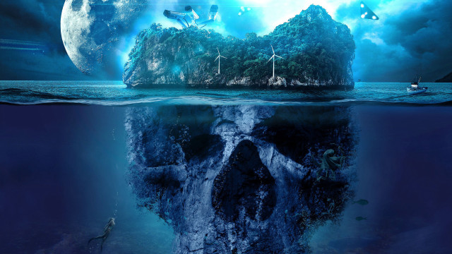 Skull island ocean boat moon free wallpaper for desktop - medium preview image
