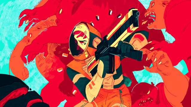 Zombie red room blue background free wallpaper for desktop - medium preview image