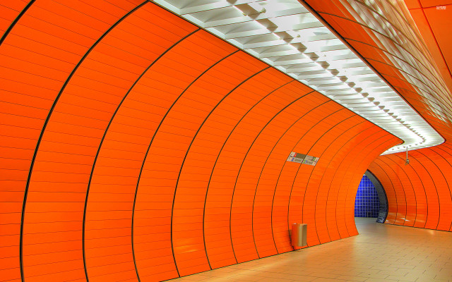 Subway tunnel clock bench viennese free wallpaper for desktop - medium preview image