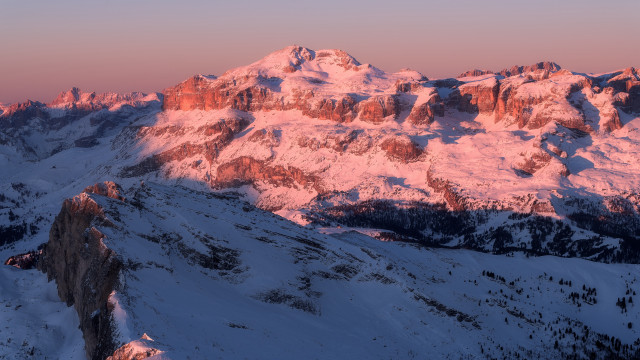 Snowy mountain range sunset pink #2 free wallpaper for desktop - medium preview image