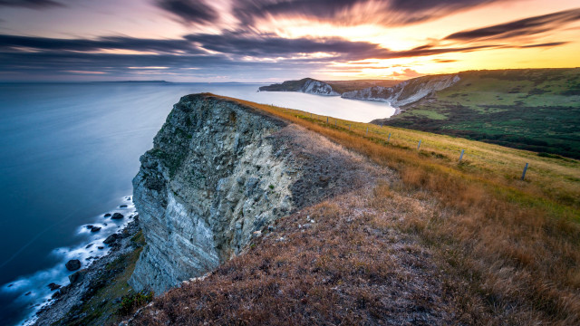 Cliff ocean sunset landscape planet #2 free wallpaper for desktop - medium preview image