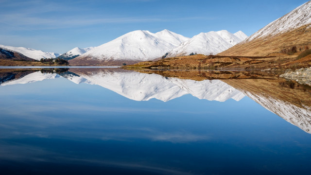 Mountain range reflection snowy lake free wallpaper for desktop - medium preview image