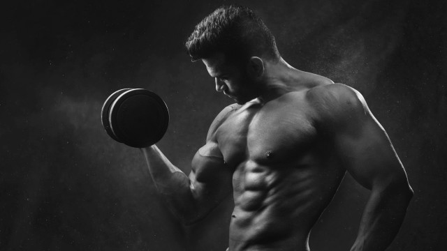 Man medicineball blackwhite photo superflat free wallpaper for desktop - medium preview image