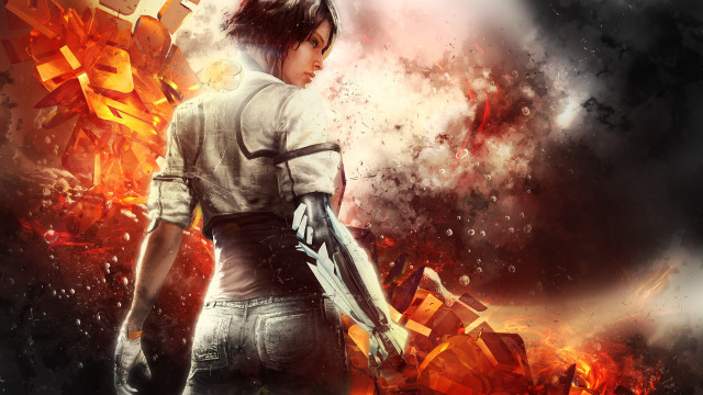 Woman fire ice gloves sword free wallpaper for desktop - medium preview image
