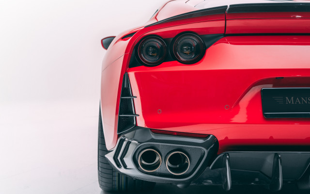 Red sports car black exhaust free wallpaper for desktop - medium preview image