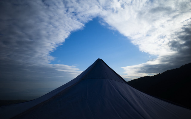 White tent cloudy sky mountain free wallpaper for desktop - medium preview image