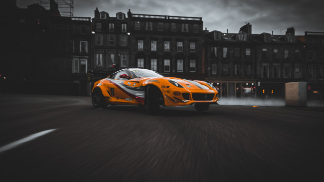 Car smoke cityscape street cinematic free wallpaper for desktop - medium preview image