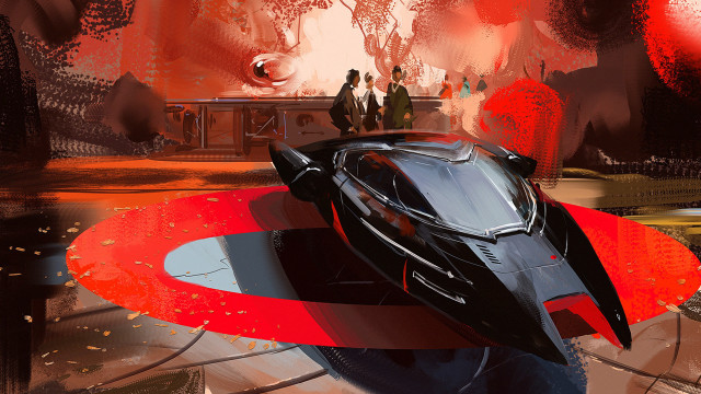 Futuristic vehicle red stripes concept free wallpaper for desktop - medium preview image
