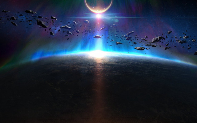 Planet halo light space aurora free wallpaper for desktop - medium preview image