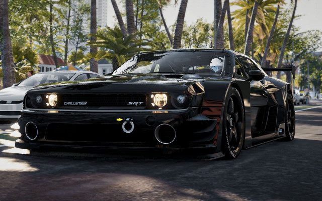 Black car street palm trees #2 free wallpaper for desktop - medium preview image