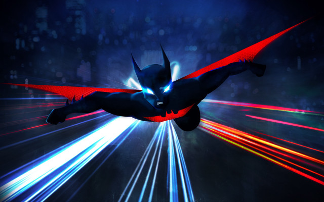 Man batman flying glowing car free wallpaper for desktop - medium preview image