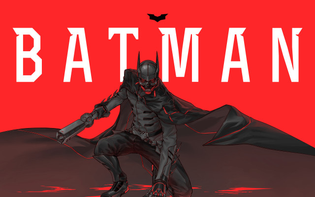 Batman character bat red background free wallpaper for desktop - medium preview image