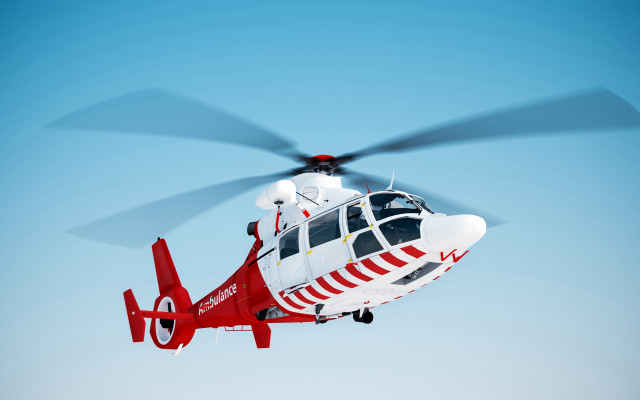 Red white helicopter sky blue free wallpaper for desktop - medium preview image