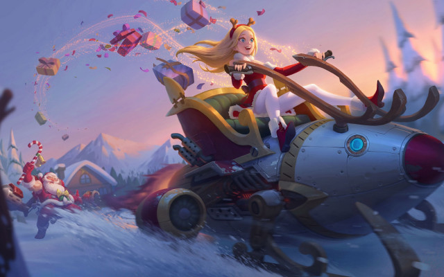 Reindeer motorcycle snowy landscape league free wallpaper for desktop - medium preview image