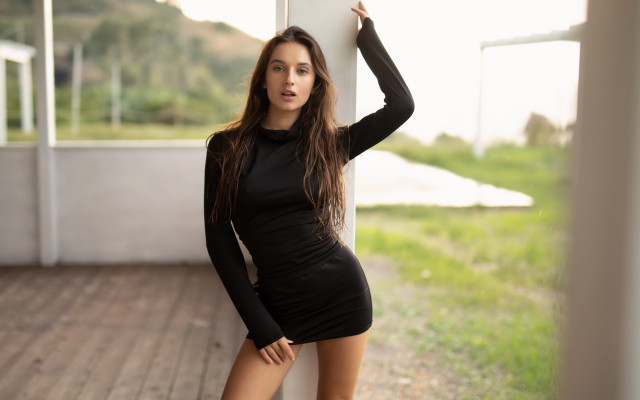 Woman black dress wall fashion #2 free wallpaper for desktop - medium preview image