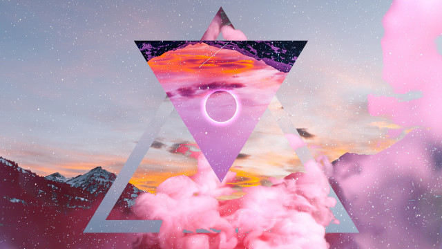 Triangle pink abstract sky mountains free wallpaper for desktop - medium preview image