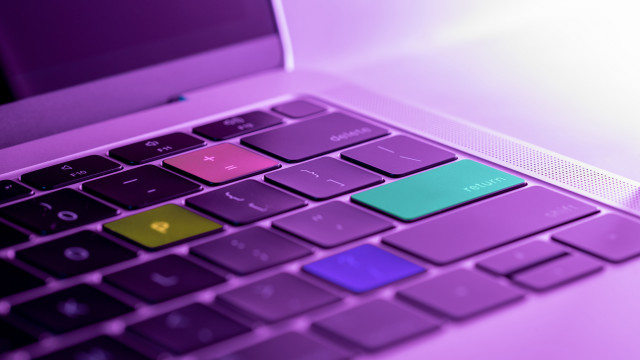 Laptop keyboard colorful pad purple free wallpaper for desktop - medium preview image