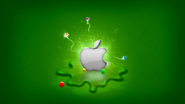 Apple logo green background balloons free wallpaper for desktop - medium preview image