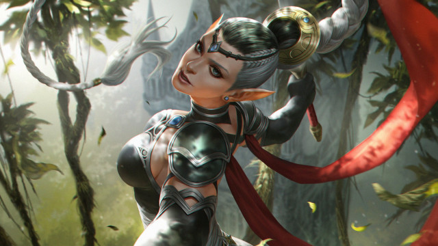 Elf forest warrior sword braid free wallpaper for desktop - medium preview image