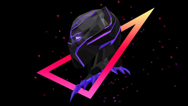Black panther triangle synthwave afrofuturism free wallpaper for desktop - medium preview image